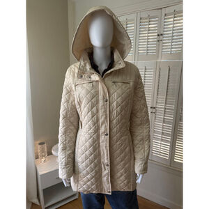 Women's Croft&Barrow Quilted Hooded Jacket M Beige